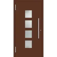 Haustuerenland.de Aluminium RC2 Haustür "DORA" flügelüberdeckend 78 mm Mahagonibraun RAL 8016 beidseitig außen öffnend DIN links