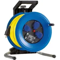 Hedi Kunststoff-Kabeltrommel Professional Plus Ø 320 mm, gelb Panzerkabel, 3 Steckdosen - K340UTFI