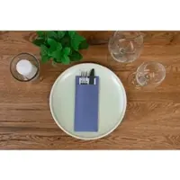 Sovie HORECA Papierbestecktaschen in Blau mit Tissue-Serviette in Weiß, 20 cm x 8,5 cm - 100 Stück