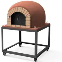 MAESTRO FERRETERO MF - Holzbackofen für den Außenbereich Modell STROMBOLI (Bordeaux - 120 x 120 x 165 cm) – Isoliert mit Kork und 3 Keramikmatten