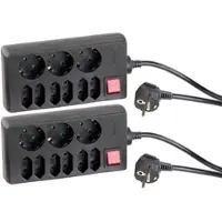 Revolt 2er Pack 9-fach-Steckdosenleiste mit beleuchtetem Netzschalter,