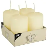 Papstar 24 Stück Stumpenkerzen elfenbein Ivory Ø 50 mm · 80 mm mit Flachkopf