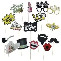 VEPATIM 12x Party Props Fotobox Requisiten Accessoires Set "Hochzeit" 16-teiliges Set