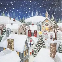 Home Fashion , Village Story, Lunch-Servietten aufgefaltetes Maß 33 cm x 33 cm, im Viertelfalz, 20 Stück pro Pack, 12 Pack pro Karton