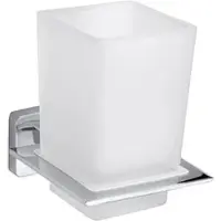 BRILLANTBAD BIKI Glashalter mit Glas Chrom poliert Glas 77x97x100 mm für Bad & Küche >> zum Bohren