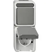 Merten Schuko-Steckdose/Wechselschalter Aquastar , lichtgrau, IP44 - 167 x 73 x 57 mm