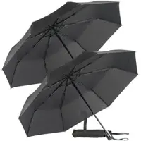 Pearl 2er-Set Automatik-Taschen-Regenschirme, bis 40 km/h, Ø 100 cm