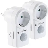 Revolt 2er-Set Steckdosen mit PIR-Bewegungsmelder, je 1.200 W Schalt-Leistung