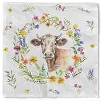 Mank Tissue Serviette Molly, 3-lagig, 33 x 33 cm, 100 Stück - - Kuh Floral