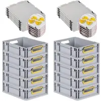Proregal Spar Set 10x Eurobox Nextgen Color Mit Auflagedeckel & Schiebeschnappverschlüsse HxBxT 12 x 30 x 40 cm Griffe Gelb Offen Glatter Boden