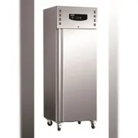 Chefgastro Kühlschrank BONGO auf Räder | 1x abschließbare Tür | 600 Liter, HxBxT 201x68x81cm | -2/+8°C | Edelstahl/Aluminum + Geschirrtuch