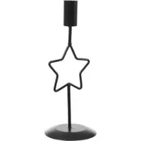 MARELIDA Stabkerzenhalter mit Stern Kerzenständer für Tafelkerze schwarz 21,5cm