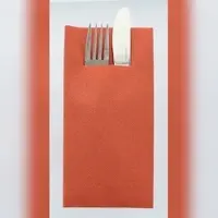 Mank Besteckservietten Airlaid Terrakotta, 40 x 40 cm, 75 Stück - Bestecktaschen