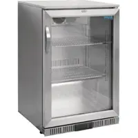 Polar Edelstahl Barkühlschrank 138 Liter - abschließbar, Umluftkühlung & LED-Innenbeleuchtung