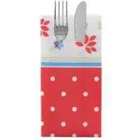 Sovie HORECA Besteckserviette Lea in rot aus Linclass Airlaid 40 x 40 cm, 100 Stück - Bestecktasche Ornamente