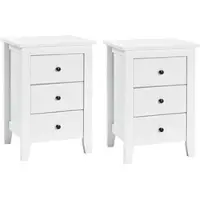 Costway 2er Set Nachttisch mit 3 Schubladen 46 x 37 x 65 cm Weiß