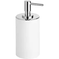 BRILLANTBAD MAXIMA Seifenspender Polyresin Messing Chrom Weiß 72x175x86 mm, 250ml für Bad & Küche >> Freistehend anwendbar