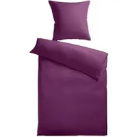 Kinzler Baumwoll-Satin Bettwäsche Uni 80 x 80 + 155 x 200 cm, Farbe pflaume