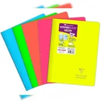 Clairefontaine 5x Koverbook Neon Spiralbuch A4, 80 Blatt 90g, liniert, Einband aus opakem Polypropylen - Sortiert 376723C