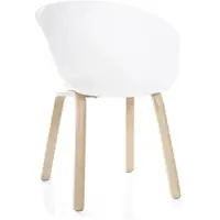 Ceha Design- und Bürostuhl Malte mit Sitzschale in weiß und Metallgestell in Holzoptik Eiche | ***Set mit 4 Stück***