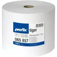 TEMCA GmbH & Co. KG. profix tiger Wischtuchrolle, 34 x 30 cm, 1-lagig, weiß, DRC- Material, perforiert, 1 Paket = 1 Rolle = 750 Abrisse