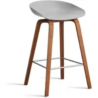 HAY - About A Stool AAS 32 H 65 cm, Walnuss lackiert / Edelstahl / concrete grey 2.0 (Filzgleiter)
