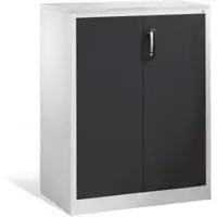 C+P Akten-Sideboard Acurado mit Drehtüren, 3 Ordnerhöhen, H1200xB930xT500mm Front Schwarzgrau Korpus Lichtgrau