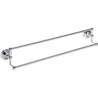 BRILLANTBAD BETRO CHROM Doppelhandtuchhalter Messing Chrom 665x125x115 mm für Bad & Küche >> zum Bohren