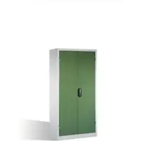 C+P Schwerlastschrank mit Drehtüren, 3 Böden und 3 Schübe, H1950xB930xT600mm Front Resedagrün Korpus Lichtgrau