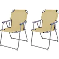 Mojawo 2 Stück Campingstuhl Stoff Oxfort Metall Beige