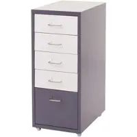 Mendler Rollcontainer Boston T851, Schubladenschrank Stahlschrank, 69x28x41cm 5 Schubladen ~ dunkelgrau weiß-dunkelgrau