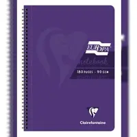 Clairefontaine 5x Spiralbuch A4, 90 Blatt 90g, abtrennbar + mikroperforiert, liniert mit Rand, EUROPA GLOSSY - Violett 5803Z