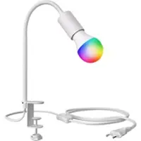 Ledscom.de E27 Klemmleuchte LELE mit Schwanenhals, weiß inkl. E27 Smart Home RGBW LED Lampe