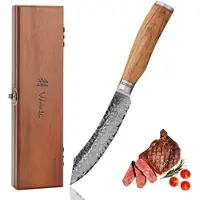 Wakoli Steakmesser I 12,5 cm Klinge I Olivenholzgriff und Hammerschlag