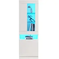 Merax Vitrine mit 16 Farben LED Beleuchtung Vitrinenschrank Standvitrine Stauraumvitrine Schrank Wohnzimmerschran Weiß