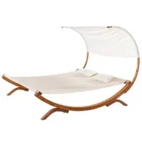 GreenYard Sonnenliege mit Sonnendach, ca. 200 x 200 x 175 cm – Natur