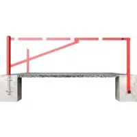 SCHAKE Drehschranke 4,00m, für Vorhangschloss Drehpfosten: Ø 102mm, Schrankenarm: 60x40mm inkl. 2 Auflagepfosten, zum Einbetonieren, beschichtet, rot / weiß