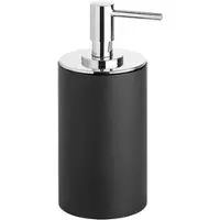 BRILLANTBAD MAX Seifenspender Polyresin Messing Chrom Schwarz 72x175x86 mm, 250 ml für Bad & Küche >> Freistehend anwendbar
