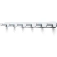 TOJ Living Wandgarderobe – 6 Haken – 45 cm – Edelstahl – Weiß – Hakenleiste