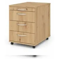 Proregal Rollcontainer Karri | Asteiche | HxBxT 59x42,8x58cm | Bogengriff | 3 Schübe | Kugelführung, Teilauszug