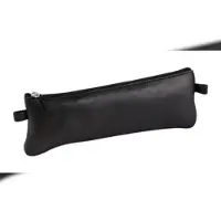 Clairefontaine 6x Schlampermäppchen flach aus Leder schwarz 22x6cm Schwarz 8322C