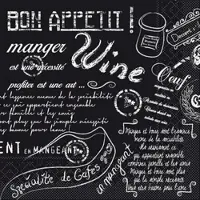 Mank Serviette aus Tissue - Script in Schwarz, 33 x 33 cm, 100 Stück - Schriften Wein