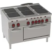 EURAST - Elektroherd mit 6 viereckigen kochplatten 1 elektrischer umluftofen gn 1/1 - 1200x900x900 mm - 29000 W 400/3V - 42721613