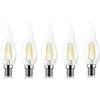 GTV 5x LED Leuchtmittel E14 Filament Flamme Kerzenform C35T 4W 400 Lumen neutralweiß (4000 K)