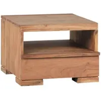 KADIMA DESIGN Nachttisch Massivholz Schublade Ablage Landhausstil MUMBAI, Akazie 40x40x30 cm