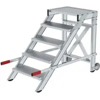 Proregal Arbeitspodest fahrbar | Stufenbreite 60cm | 5 Stufen | Aluminium geriffelt | Rutschfeste Kunststoffschuhe