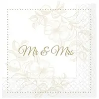 Sovie HORECA Serviette - Mr & Mrs (Blume) - aus Tissue 33 x 33 cm, 3-lagig, 100 Stück
