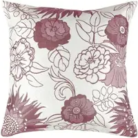 Arsvita Kissenhülle Blumenmuster 40 x 40 cm mit Füllkissen Silbergrau Bordaux