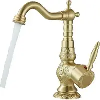 KLARWERK JULIAN | Vintage hohe Badarmatur Gold gebürstet | Edelstahl Retro Mischbatterie freistehendes Waschbecken | Gastro Wasserhahn Bad