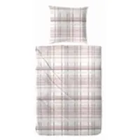 PRIMERA Edelflanell Bettwäsche 135x200 Streifen Karo rosa silber weiß 174146-22